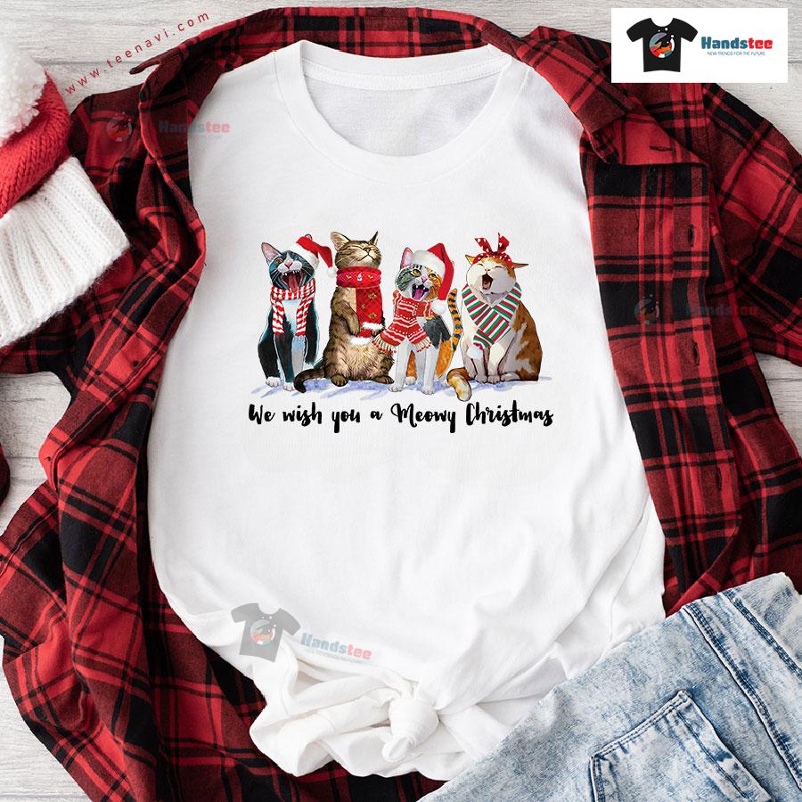 Funny Cats We Wish You A Meowy Christmas for Christmas T-Shirt Funny Cats We Wish You A Meowy Christmas for Christmas T-Shirt