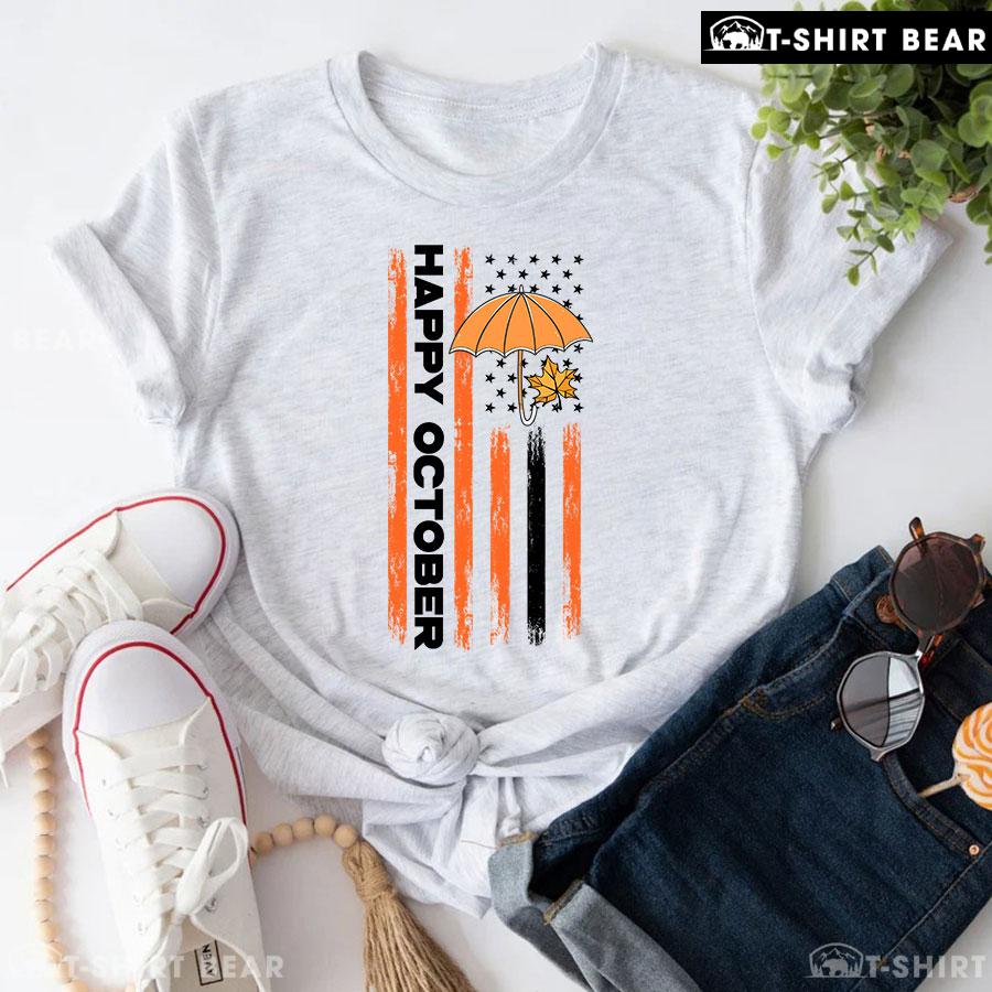 Happy October American Flag Thanksgiving T-Shirt Happy October American Flag Thanksgiving T-Shirt