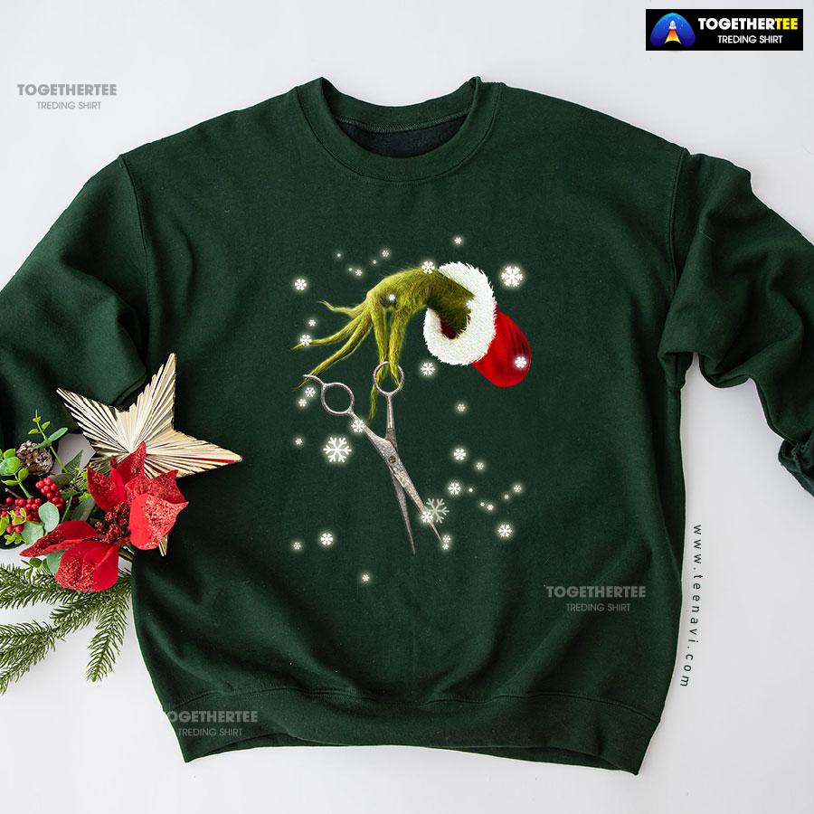 Grinch Hand Scissors Hairstylist How The Grinch Stole Christmas Sweatshirt Grinch Hand Scissors Hairstylist How The Grinch Stole Christmas Sweatshirt