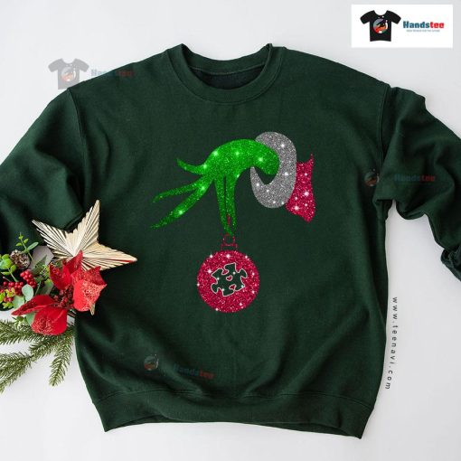 Grinch Hand Autism Awareness Ornament Christmas Sweatshirt