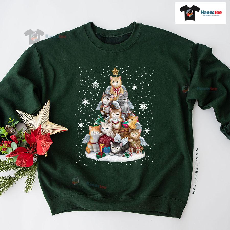 Cats With Angel Wings Christmas Tree Sweatshirt Cats With Angel Wings Christmas Tree Sweatshirt