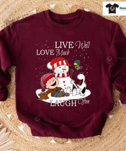 Live Well Love Much Laugh Often Snoopy Charlie Brown Woodstock Christmas Sweatshirt