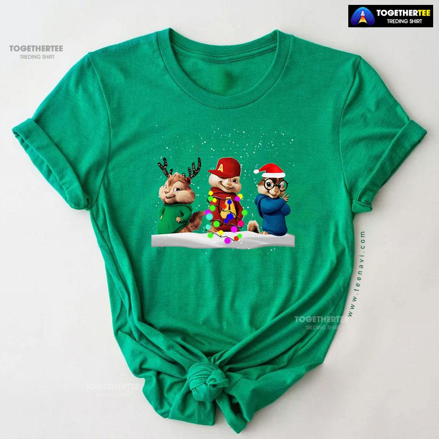 The Chipmunks With Lights Christmas T-Shirt The Chipmunks With Lights Christmas T-Shirt