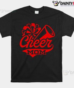 Cheer Mom Biggest Fan Leopard Print Black And Red Pom Pom Shirt