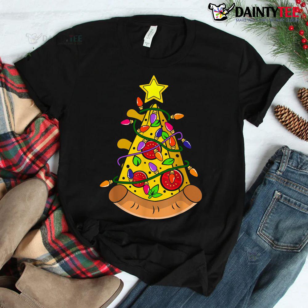 Christmas Tree Lights Pizza Slice Shirt Christmas Tree Lights Pizza Slice Shirt