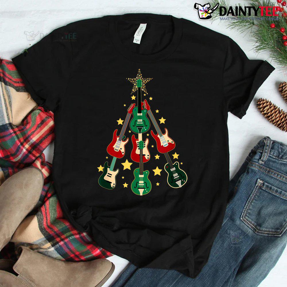 Cool Guitar Christmas Tree Guitar Shirt Cool Guitar Christmas Tree Guitar Shirt