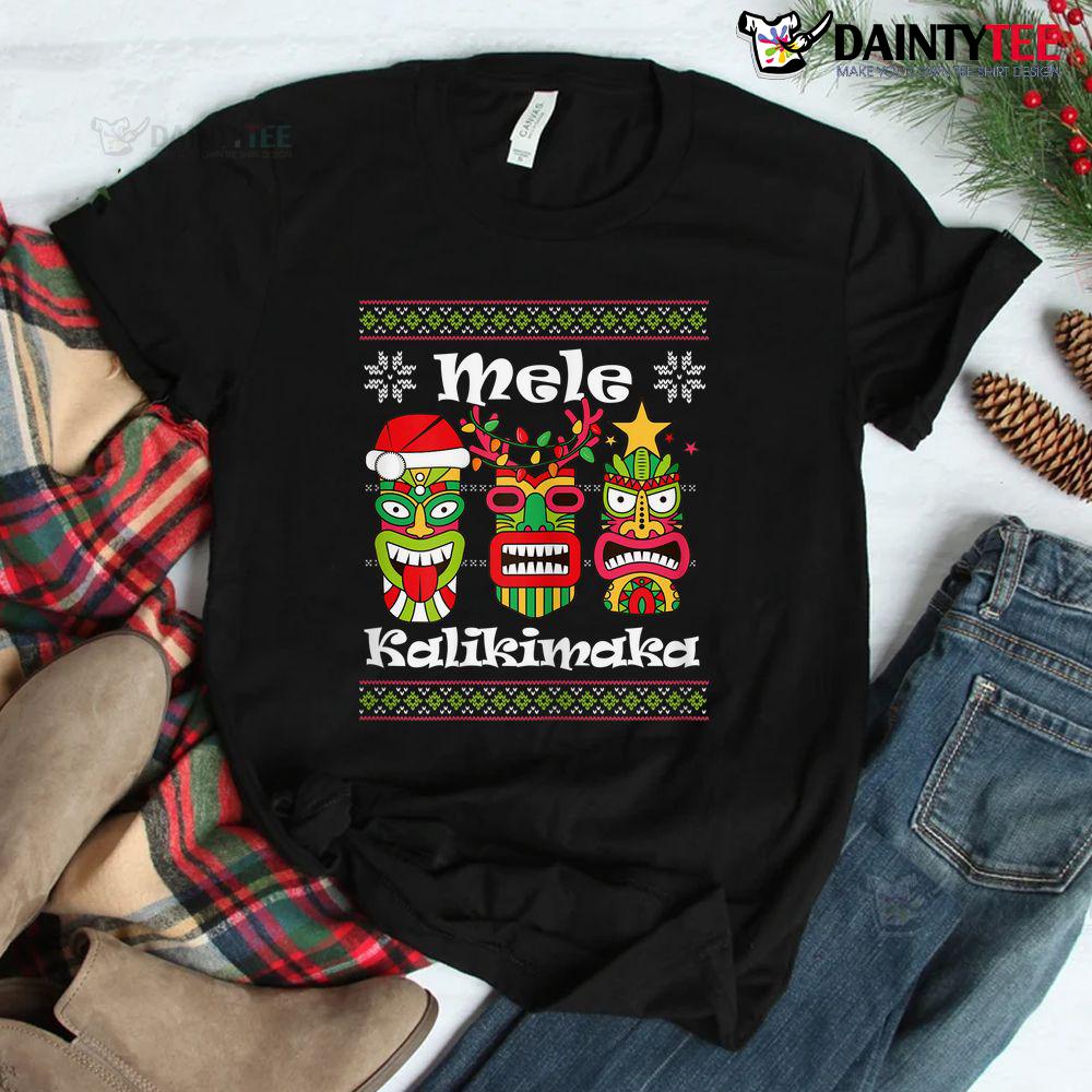 Mele Kalikimaka Christmas Hawaiian Santa Tiki Shirt Mele Kalikimaka Christmas Hawaiian Santa Tiki Shirt