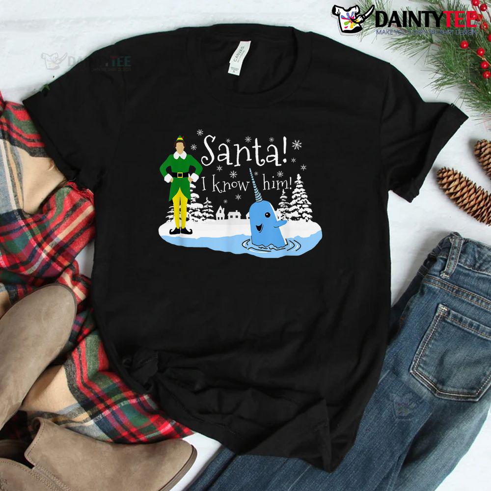 Santa Best Buddies Winter Narwhal Christmas Elf Shirt Santa Best Buddies Winter Narwhal Christmas Elf Shirt
