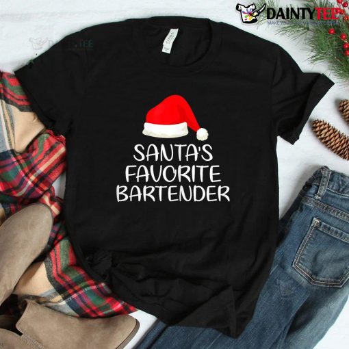 Santa's Favorite Bartender Matching Family Funny Christmas Shirt