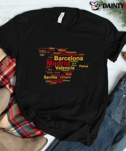 Spain Map Silhouette Towns Cities Madrid Travel Espana Shirt
