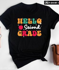 Hello Second Grade 2nd Grade Apple Daisy Flower Back To School T-Shirt