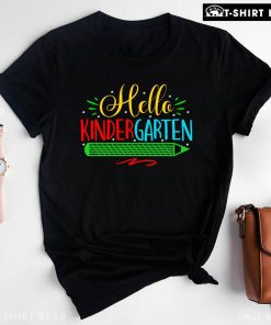 Hello Kindergarten Green Crayon Kid Back To School T-Shirt