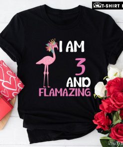 I Am 3 And Flamazing Flamingo Birthday T-Shirt