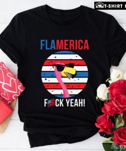 Flamerica Fuck Yeah Vintage American Flag Flamingo T-Shirt