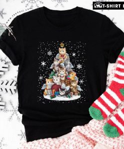 Lovely Kitten Christmas Tree and Snowflakes for Cat Lover T-Shirt
