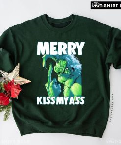 Merry Kiss My Ass Grinch Middle Finger Christmas Sweatshirt