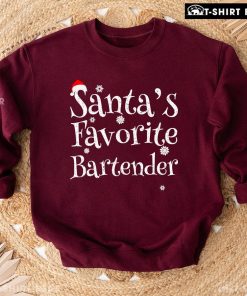 Santa's Favorite Bartender Santa Hat Snowflake Christmas Sweatshirt