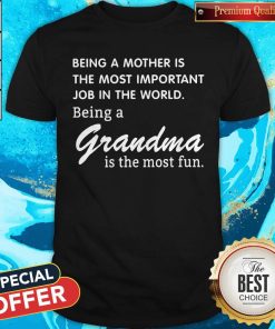 Top Being A Mother Is The Most Important Job In The World Being A Grandma Is The Most Fun Shirt
