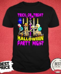 Top Halloween Skeleton Drink Wine Party Night Trick Or Treat Shirt