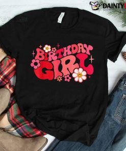 Birthday Girl Floral Retro Groovy Teens Girls Party Family Shirt