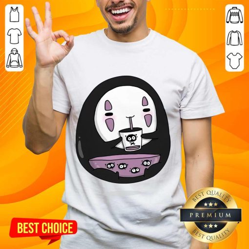 Cute No Face Kaonashi Drinking Bubble Tea T-shirt