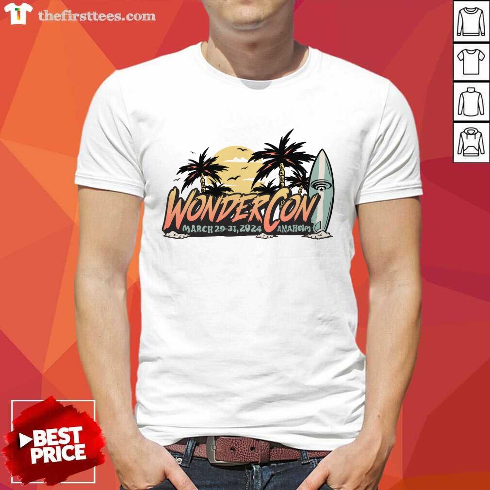 shirt Sportiqe Natural 2024 WonderCon Surf's Up Comfy T-Shirt