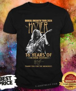 Unreal Unearth Tour 2024 Hozier 16 Years Of 2008-2024 Thank You For The Memories T-Shirt