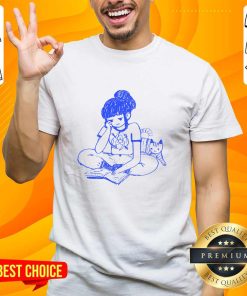 Girl Reading Book And Cat T-shirt