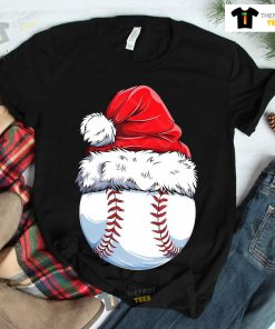 Baseball Ball Santa Hat Christmas T-shirt