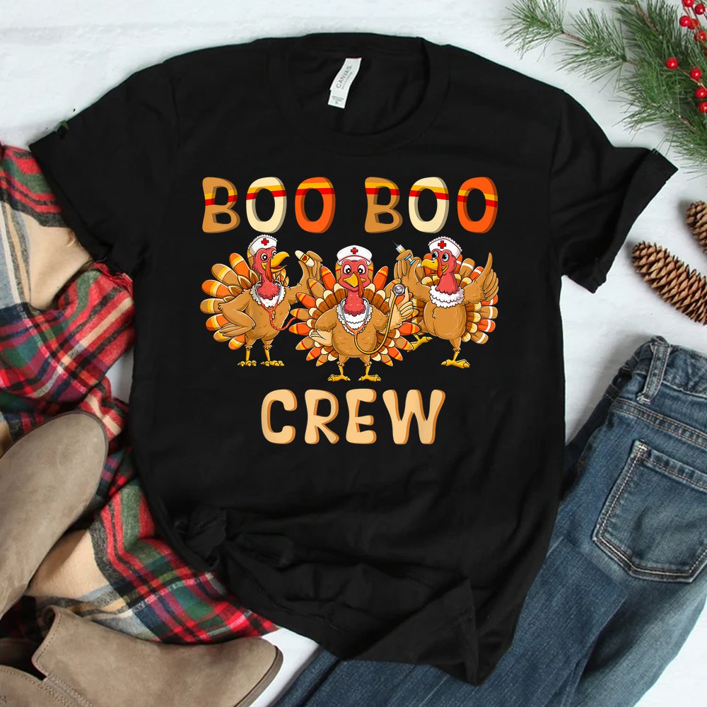 Boo Boo Crew Nurse Thanksgiving Matching Turkey Nurse Shirt