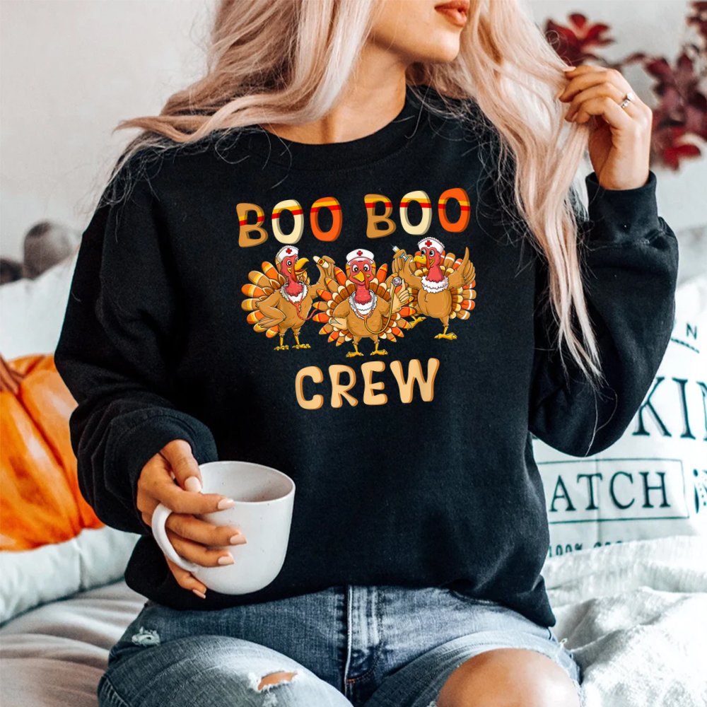 Boo Boo Crew Nurse Thanksgiving Matching Turkey Nurse Shirt