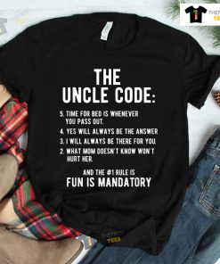 Funny Uncle Gifts From Niece Nephew The Uncle Code Cool Shirt