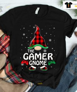 Gamer Gnome Buffalo Plaid Matching Family Christmas Pajama Shirt