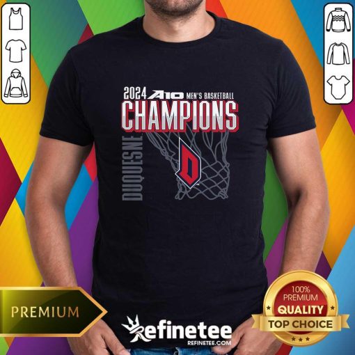 Duquesne Dukes 2024 A10 Men's Basketball Tournament Champions T-shirt