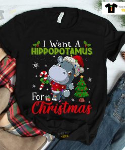 I Want A Hippopotamus For Christmas T-shirt Hippo Candy Santa Shirt