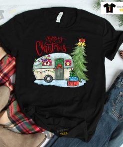 Merry Christmas Happy Camper Funny Camping Life Family Xmas Shirt