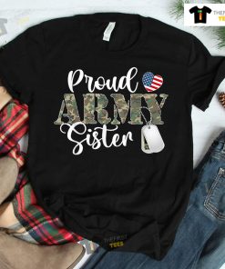 Proud Army Sister Matching Family Camoun Pattern Matching Shirt