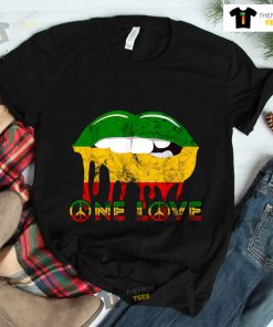 Rasta Reggae Lips Mouth Jamaican Music Kissing One Love Shirt