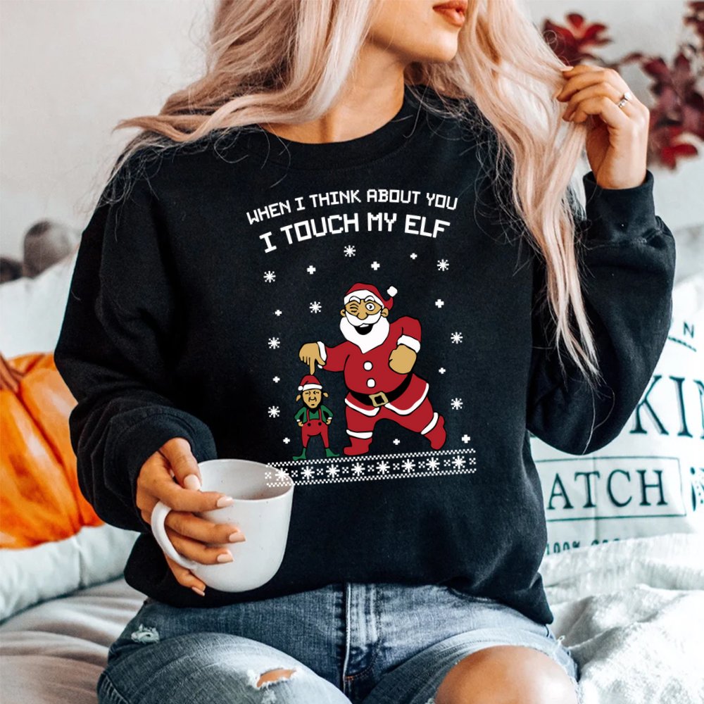 When I Think About You I Touch My Elf Snowflake Christmas Shirt