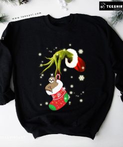 Grinch Hand Sloth In Christmas Stocking How The Grinch Stole Christmas Sweatshirt