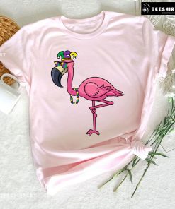 Funny Flamingo With Clown Hat Glasses And Necklace T-Shirt