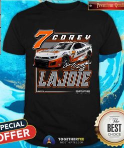 Corey LaJoie Checkered Flag Black Schluter Systems Car T-Shirt