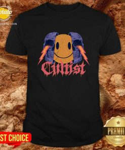 Cultist Shock Smile Emoji In Skull T-shirt
