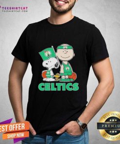 Official Boston Celtics Basketball Snoopy Peanuts Charlie Brown T-Shirt