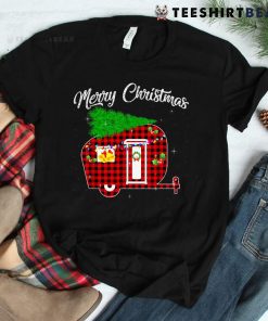Buffalo Plaid Camper Merry Christmas Shirt