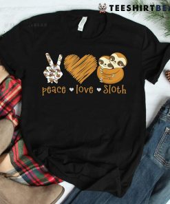 Peace Love Sloth Shirt Hand Sign Heart Sloth Shirt