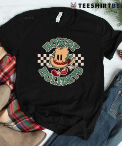 Retro Cartoon Christmas Cowboy Hat Howdy Holidays Shirt