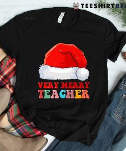 Roovy Santa Christmas Pajama Xmas Very Merry Teacher Shirt