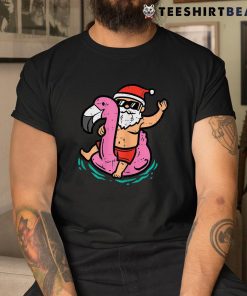 Santa Flamingo Floatie Christmas In July Summer Shirt