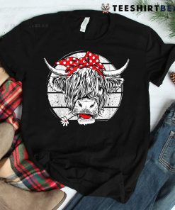 Scottish Highland Cow Cattle Hairy Cow Flowers Woman Shirt
